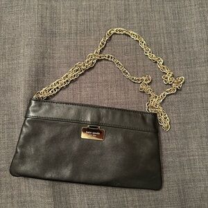 Kate Spade Black Clutch with Gold Chain
